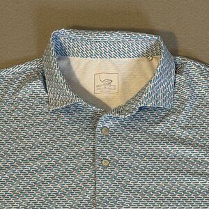 EAGEGOF Men's Regular Fit Golf Polo Shirt Short Sleeve Blue White Size XL